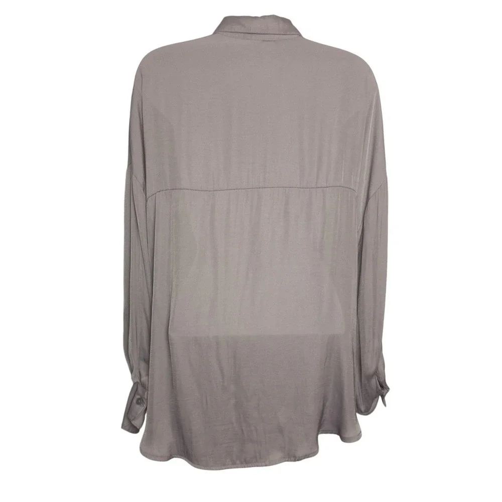 Free People Womens XS Blouse Top Silky Satin Quiet Luxury Going Out‎ Career